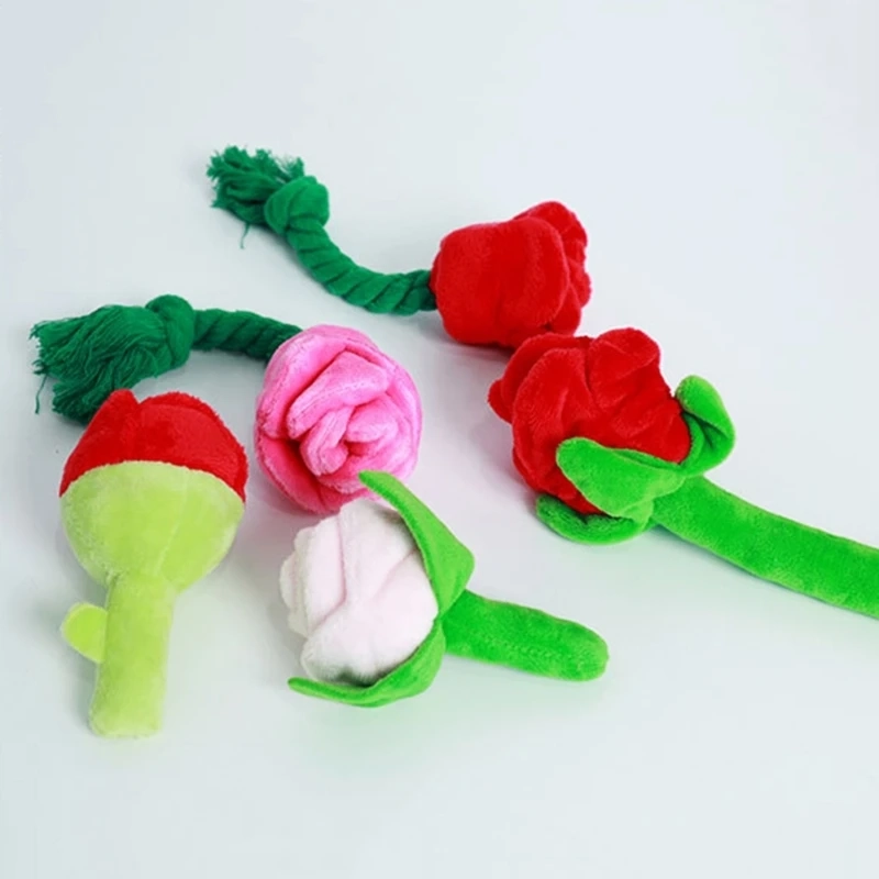 Rose Flower Plush Squeaky Dog Toy for Small and Medium Dogs - Image 5