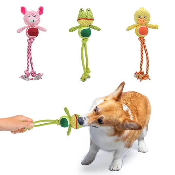 Squeaky Plush Rope Dog Toy for Chewing