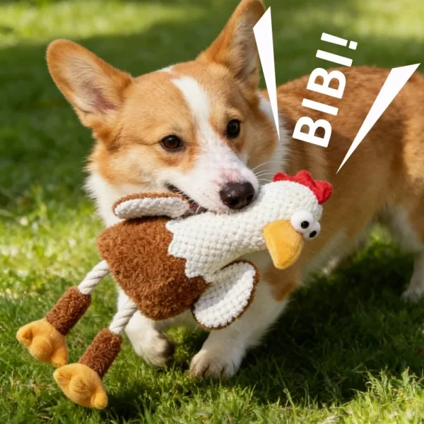 Cartoon Animal Plush Rope Squeaky Dog Toy for Chewing and Interactive Play