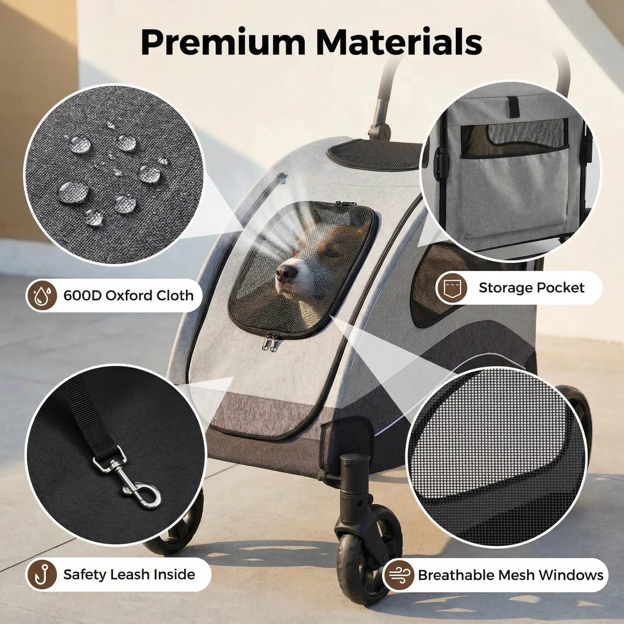 Large Pet Wagon Stroller with Adjustable Handle - Image 5