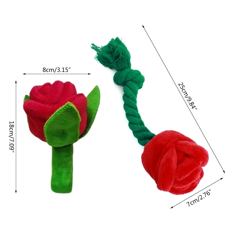 Rose Flower Plush Squeaky Dog Toy for Small and Medium Dogs - Image 6