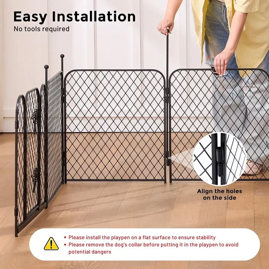 8-Panel Mesh Pet Playpen with Door - Image 3