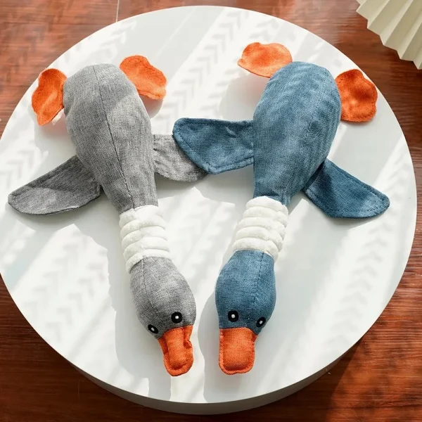 Blue Goose Plush Squeaky Dog Toy for Chewing and Play