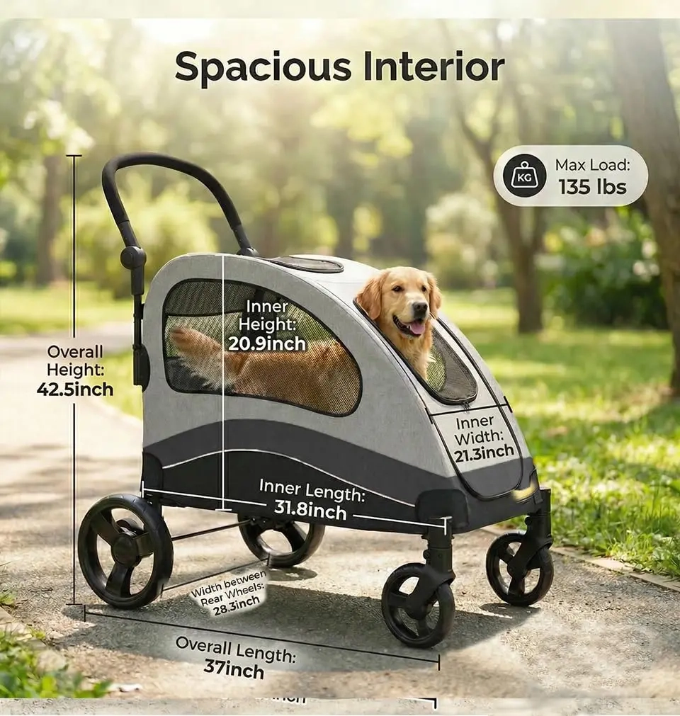 Large Pet Wagon Stroller with Adjustable Handle - Image 2