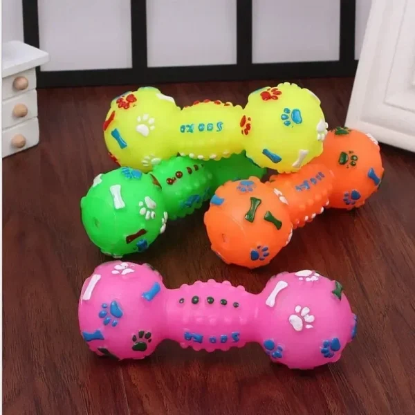 Squeaky Dumbbell Chew Toy