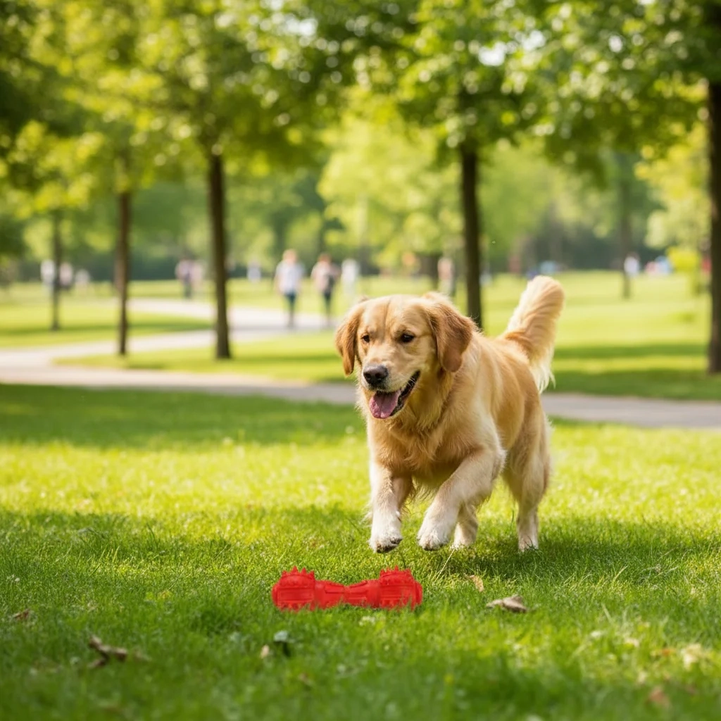 Barbell Dog Chew Toy for Teeth Cleaning - Image 2