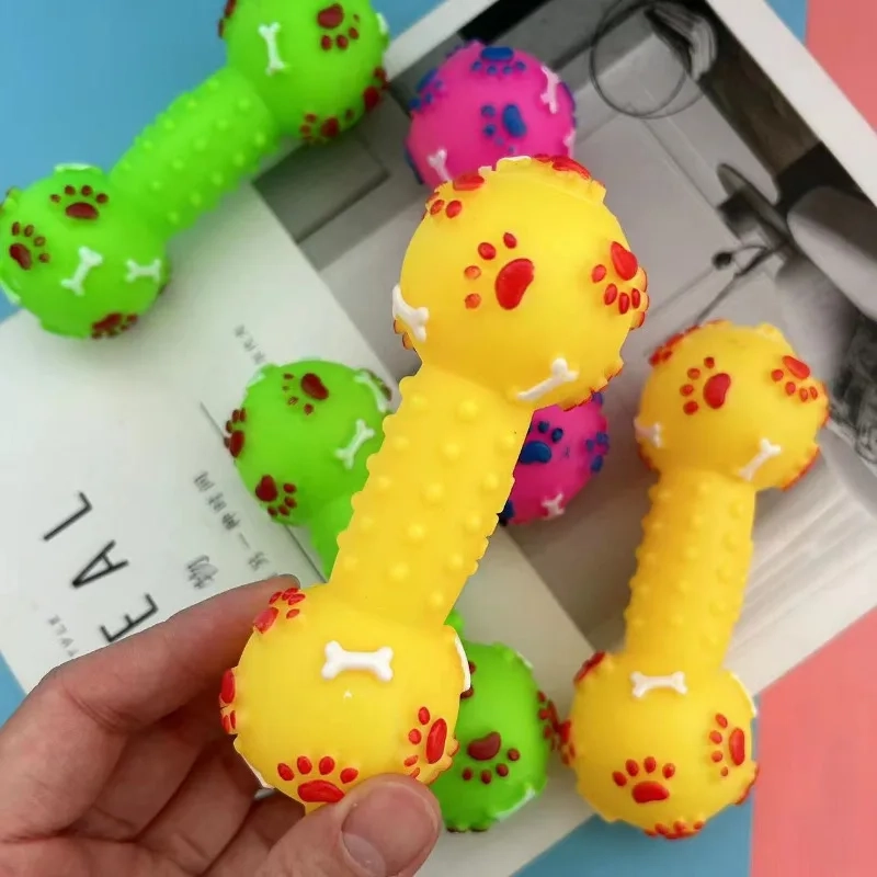 Paw Print Squeaky Dumbbell - Image 3