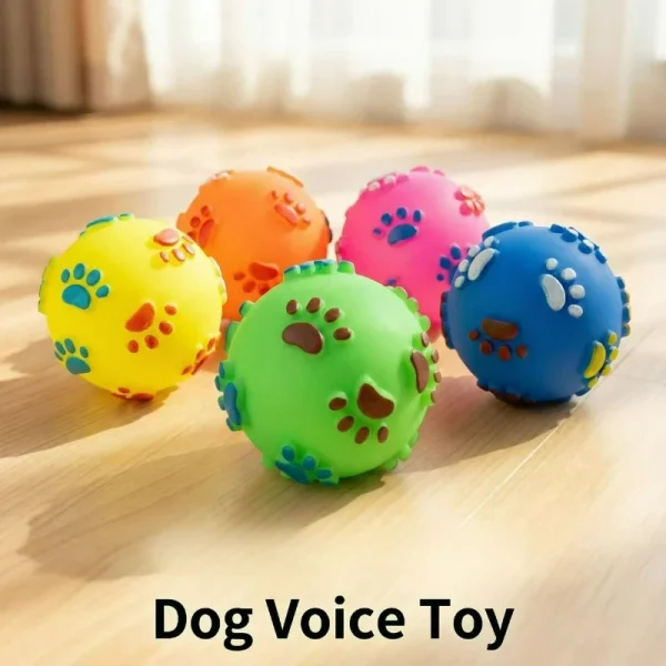 Squeaky Rubber Footprint Dog Ball