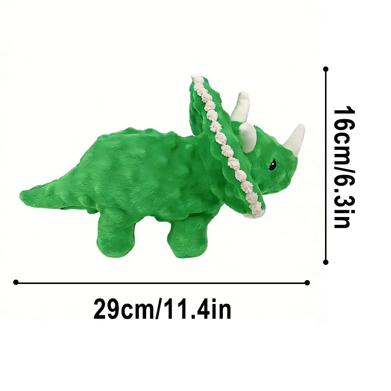 Triceratops Plush Squeaky Dog Toy for Chewing and Interactive Play - Image 5