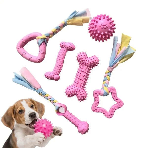 6-Piece Rubber Dog Chew Toy Set