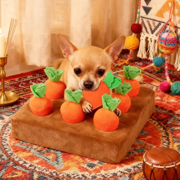 Carrot Snuffle Mat Dog Toy for Indoor Enrichment and Interactive Play